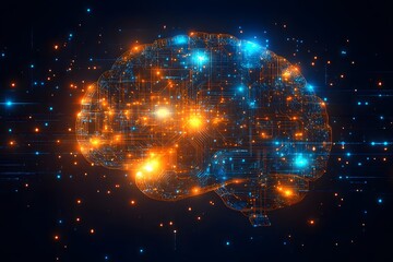 Fototapeta premium Futuristic Artificial Intelligence Brain with Glowing Neural Network Connections for Technology Concept