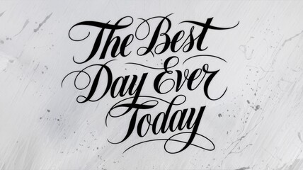 beautiful calligraphic text "best day ever today" written in black ink on a white graphic background creating an elegant and striking visual impact

