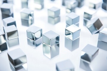 Abstract Metallic Cube Pattern - Minimalist Silver Geometric Background