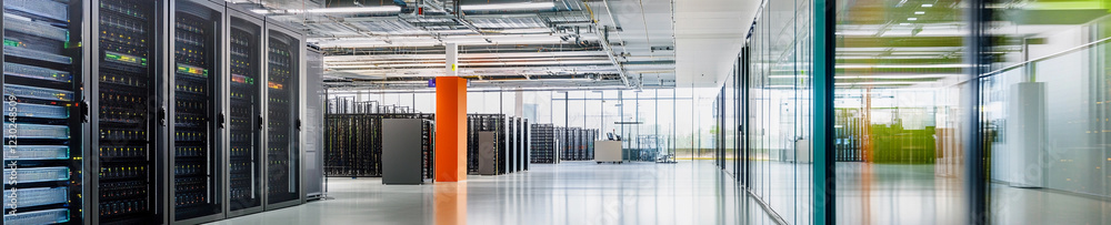 Poster Modern data center with sleek design and advanced technology