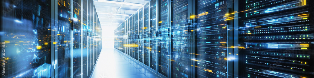 Aufkleber High-tech data center with glowing server racks