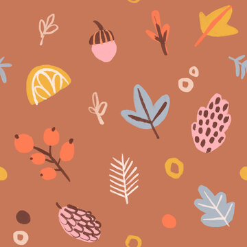seamless pattern with autumn leaves