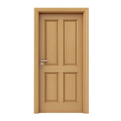 Isolated Classic Four Panel Wood Door with Light Finish