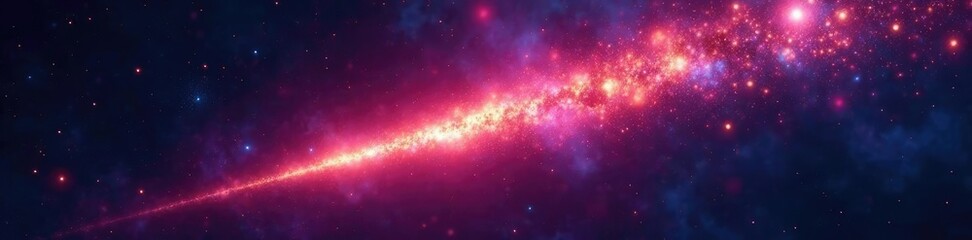 Naklejka premium Comet's bright tail shining in the darkness of space, glow, comet