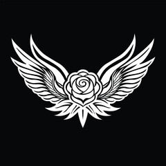 Fototapeta premium Floral Design A classic black and white floral design element featuring elegant, curved leaves and intricate detailing. Ornamental Perfect for use in decorative borders, logos