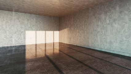 Large luxury modern bright interiors Living room mockup illustration 3D rendering image