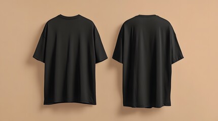 Black Oversized T-shirt Mockup on Neutral Background for Streetwear Design Presentation