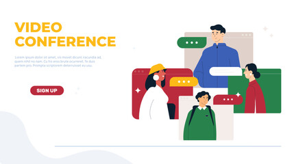 Coworkers connecting remotely via video conference, engaging in virtual teamwork and online communication for collaborative project management