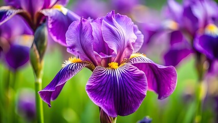 Close-up of Purple Iris Flowers in Bloom