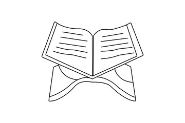 Quran one line drawing of minimalist vector icon with black and white background
