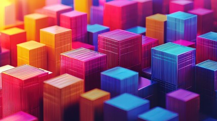 Naklejka premium Vibrant Abstract Cubes in Colorful Arrangement Representing Technology, Design, and Creative Concepts in Modern Art