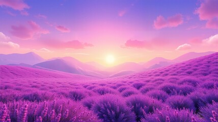 Obraz premium Lavender fields at sunset.