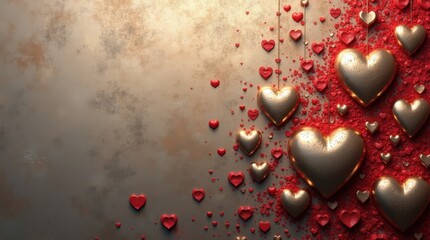 Valentine's day love celebration romantic hearts digital art festive atmosphere close-up view emotions of love