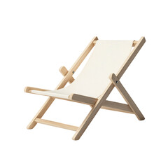 Isolated Light Wooden Beach Chair with White Fabric