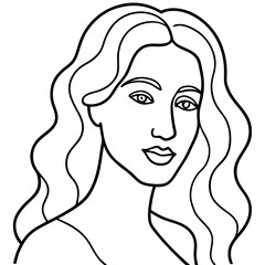 Women's natural beauty continuous single line art