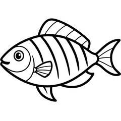 Fish in doodle simple style on white background