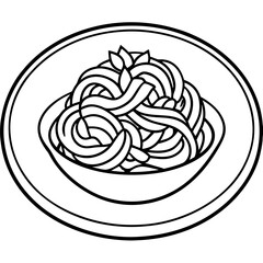 Spaghetti Dish Line Art Illustration
