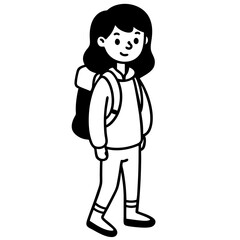 Adventurous Girl with Backpack Illustration