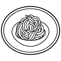 Spaghetti Dish Line Art Illustration