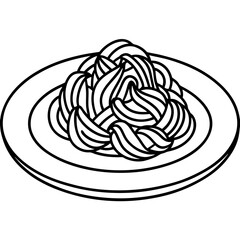Spaghetti Dish Line Art Illustration