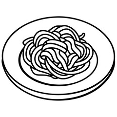 Spaghetti Dish Line Art Illustration