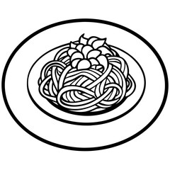 Spaghetti Dish Line Art Illustration