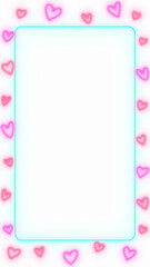 valentines day hearts and frame neon lights on transparent background,png love and romantic  vertical social media design element