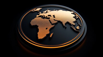 Global Connection:  A captivating image of a stylized golden globe, rendered in a 3D style on a black background. The globe's continents are embossed in a textured metallic finish.