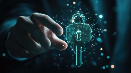 data protection and cybersecurity concept, internet network security online with padlock icon. High quality photo