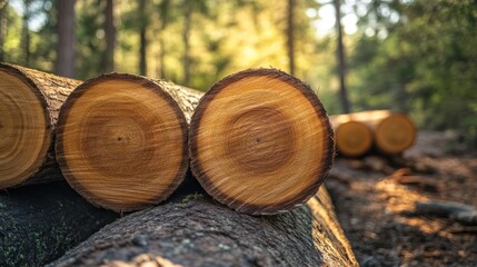 Forest Floor with Stacked Tree Trunks