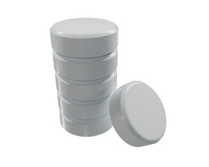 white stack of pills on transparent background
