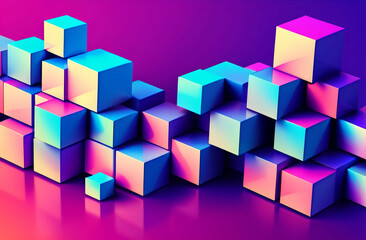 Obraz premium abstract digital geometric cubes background with copy space