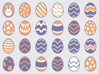 Set of Easter eggs flat Bunny Colorful Silhouettes in Various Poses  Vector Illustration