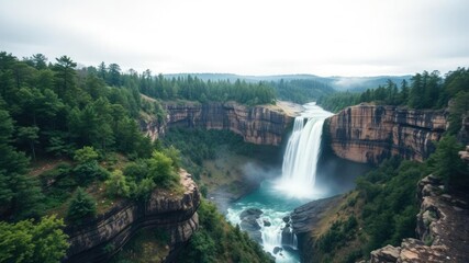 Fototapeta premium Salalie Falls viewpoint with slow shutter speed, outdoor, nature