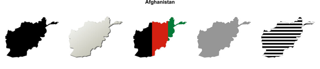 Obraz premium Afghanistan outline map set