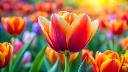 Vibrant Spring Tulips in a Field