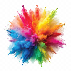 colorful rainbow holi paint color powder explosion isolated white wide panorama background