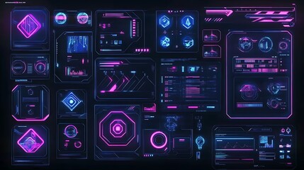 Fototapeta premium Abstract Neon Cyberpunk UI Design
