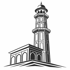Obraz premium Tower vector silhouette black design white background