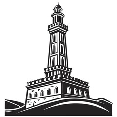 Obraz premium Tower vector silhouette black design white background