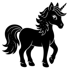 Cute Black Vector Unicorn Line Art Black Vector Silhouette Cartoon  Illustration
