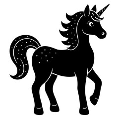 Cute Black Vector Unicorn Line Art Black Vector Silhouette Cartoon  Illustration