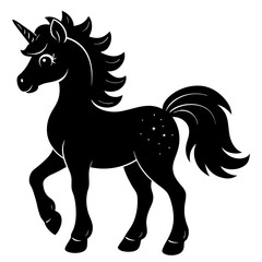 Cute Black Vector Unicorn Line Art Black Vector Silhouette Cartoon  Illustration