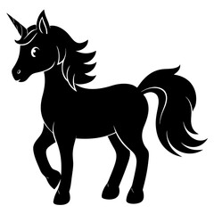 Cute Black Vector Unicorn Line Art Black Vector Silhouette Cartoon  Illustration