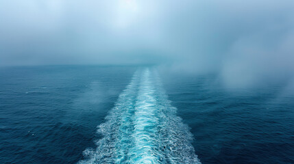 vast expanse of deep blue water stretching to horizon, creating serene atmosphere