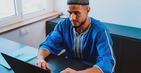 Moroccan Business man in the  office.
