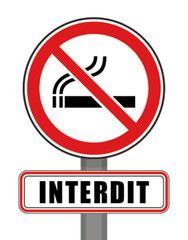 Interdit Panneau signalisation interdit rond rouge cigarette fumeur fumer