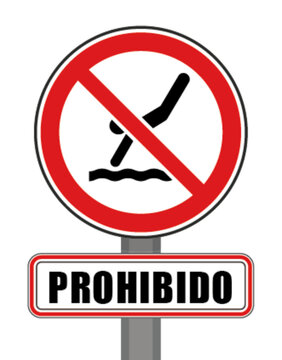 Se&ntilde;al de prohibici&oacute;n c&iacute;rculo rojo buceo