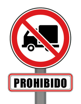 Se&ntilde;al de prohibido cami&oacute;n c&iacute;rculo rojo