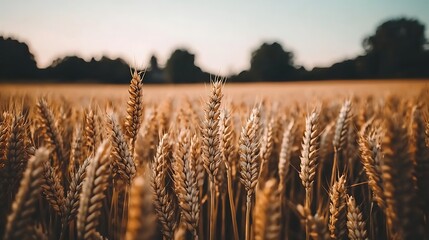 Minimal Wheat Field Under Clear Sky